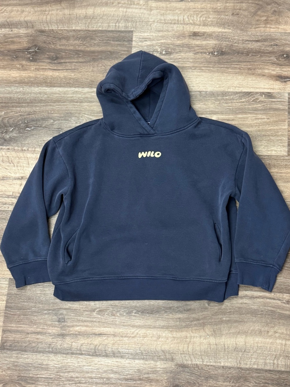Wilo The Label Wellness Club Navy and Yellow Bubble Hoodie Women’s Medium - Picture 2 of 4